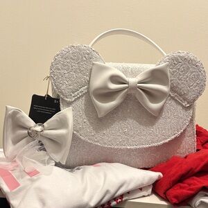 Disney Loungefly Minnie Sequin Wedding Crossbody Bag